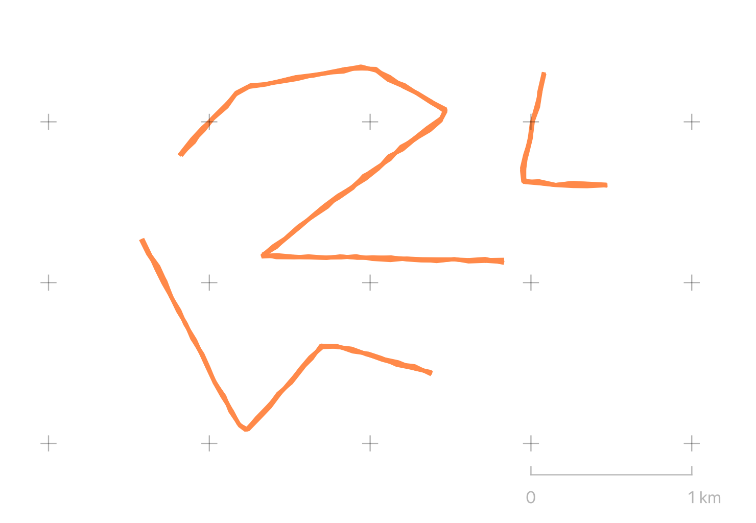 Lines with mutliple randomised symbols giving a drawn effect